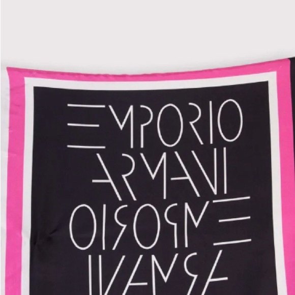 RRP €300 EMPORIO ARMANI Silk Satin Scarf Logo Print Double Layered Made in Italy - Picture 3 of 5
